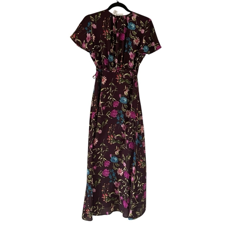 Belle Vere Eggplant Purple Floral Wrap Tie Front Maxi Dress Lined NOWT‎